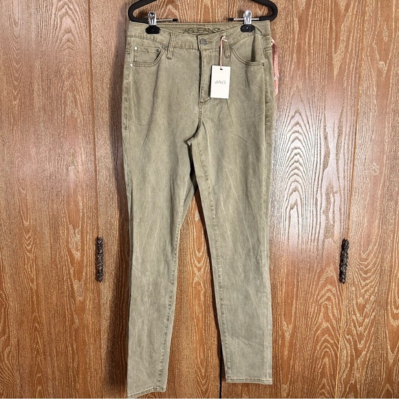 Jag Jeans NWT Women's High‎ Rise Skinny Jeans Sz 6 Olive Green Straight Leg - Picture 1 of 16